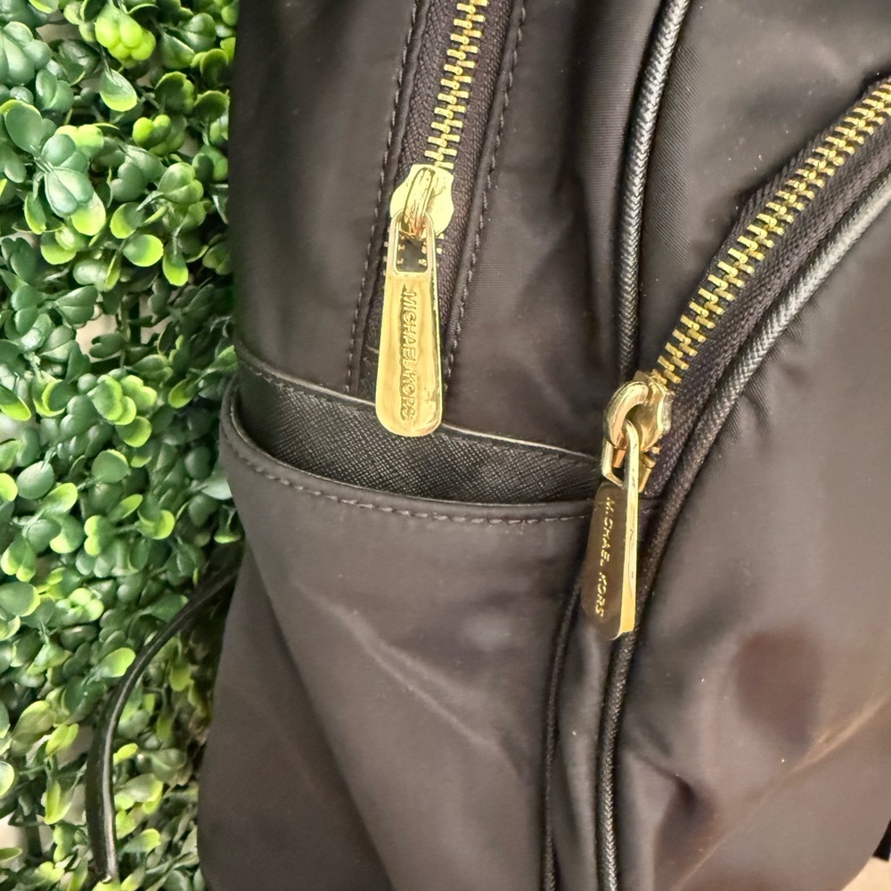 Michael Kors Black Nylon Backpack Gold Hardware Medium Size - Picture 4 of 13